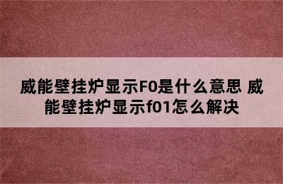 威能壁挂炉显示F0是什么意思 威能壁挂炉显示f01怎么解决